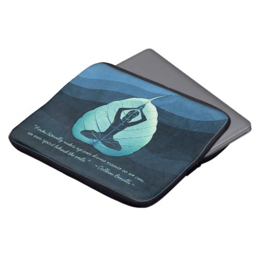 Yoga Teacher Meditation Pose Bodhi Leaf Cut Quotes Laptop Sleeve