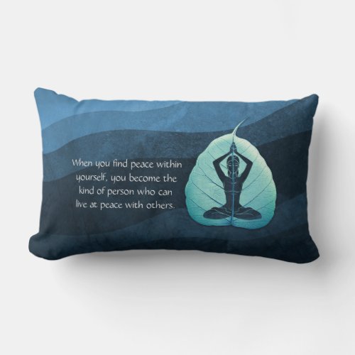 Yoga Teacher Meditation Pose Bodhi Leaf Cut Quotes Lumbar Pillow