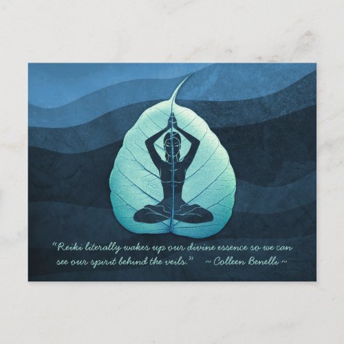 Yoga Teacher Meditation Pose Bodhi Leaf Cut Quotes Postcard