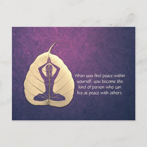Yoga Teacher Meditation Pose Bodhi Leaf Cut Quotes Postcard