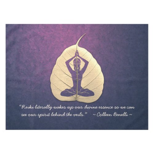 Yoga Teacher Meditation Pose Bodhi Leaf Cut Quotes Tablecloth
