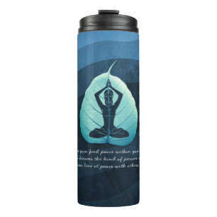 Yoga Teacher Meditation Pose Bodhi Leaf Cut Quotes Thermal Tumbler