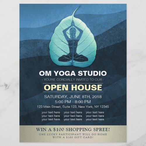 Yoga Teacher Meditation Pose Bodhi Leaf Open House Flyer