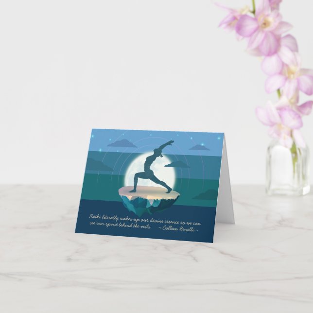 Yoga Teacher Meditation Pose Floating Island Quote Card (Orchid)