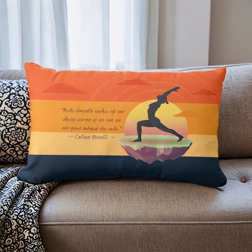 Yoga Teacher Meditation Pose Floating Island Quote Lumbar Pillow