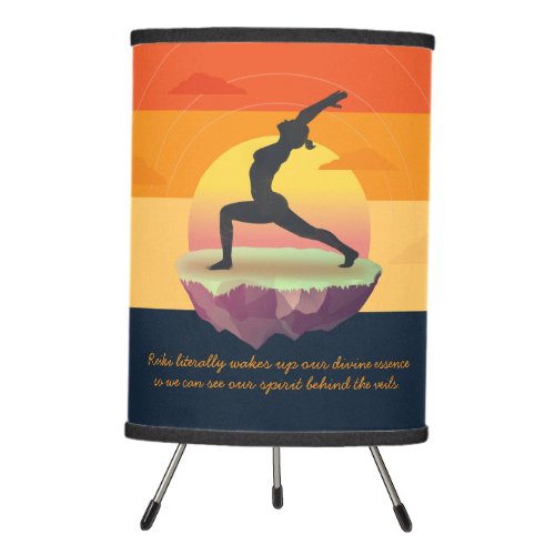 Yoga Teacher Meditation Pose Floating Island Quote Tripod Lamp