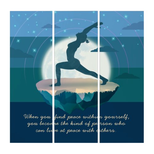 Yoga Teacher Meditation Pose Floating Island Quote Triptych