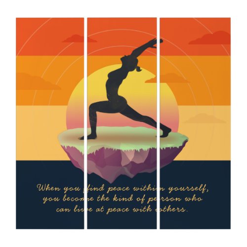 Yoga Teacher Meditation Pose Floating Island Quote Triptych