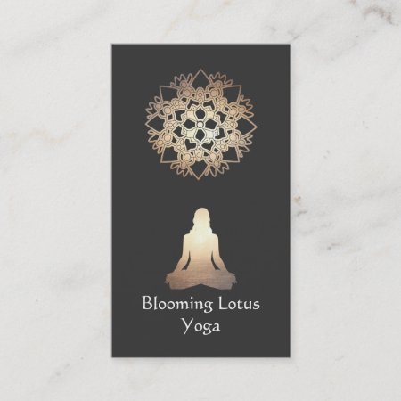 Yoga Teacher Meditation Pose Gold Lotus Business Card