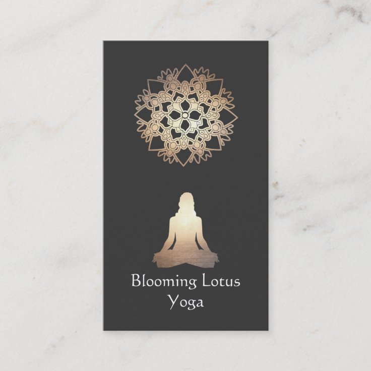 Yoga Teacher Meditation Pose Gold Lotus Business Card | Zazzle