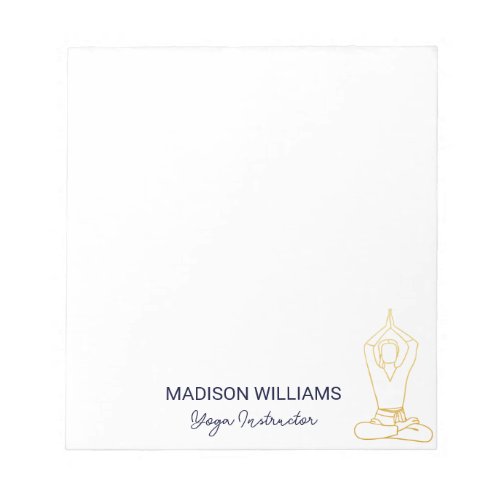 Yoga Teacher Modern Navy Gold Minimalistic Notepad