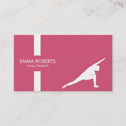 Yoga Teacher_Modern Stripe Plain Pink Girly Business Card