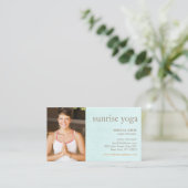 Yoga Teacher Photo White Lotus Flower  Business Card (Standing Front)