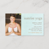 Yoga Teacher Photo White Lotus Flower  Business Card (Front)