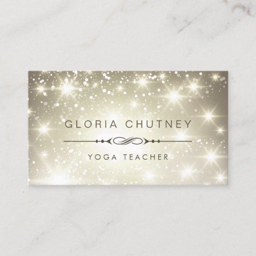 Yoga Teacher _ Sparkling Bokeh Glitter Business Card