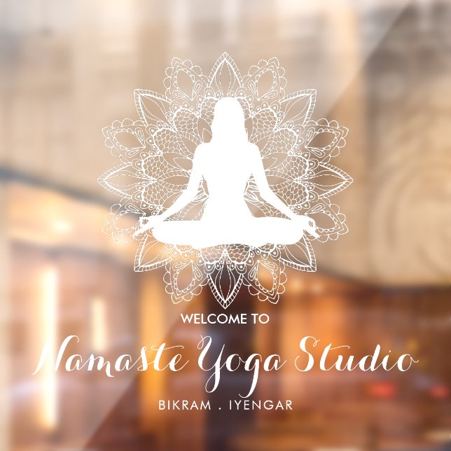 Yoga Teacher Studio Professional White Mandala  Window Cling (Sheet 2)