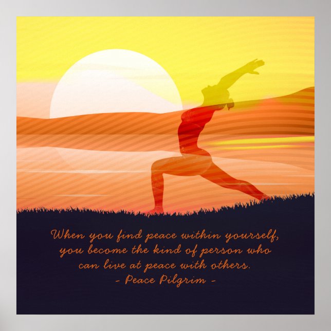 Yoga Teacher Sun Salutation Half Moon Pose Quote Poster (Front)