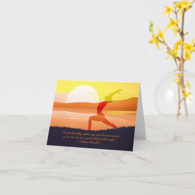 Yoga Teacher Sun Salutation Half Moon Pose Quotes Card (Yellow Flower)