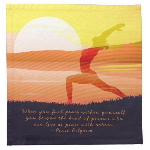 Yoga Teacher Sun Salutation Half Moon Pose Quotes Cloth Napkin