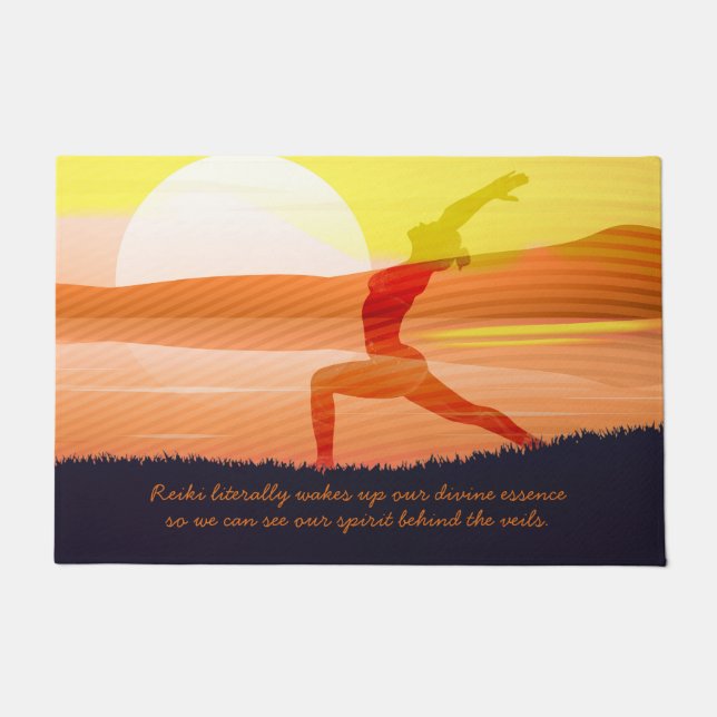 Yoga Teacher Sun Salutation Half Moon Pose Quotes Doormat (Front)