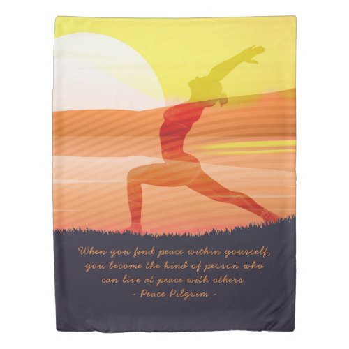 Yoga Teacher Sun Salutation Half Moon Pose Quotes Duvet Cover