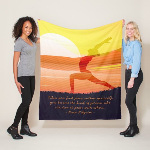 Yoga Teacher Sun Salutation Half Moon Pose Quotes Fleece Blanket