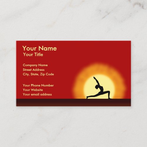 Yoga Teacher Sunrise Pose Horizontal Business Card