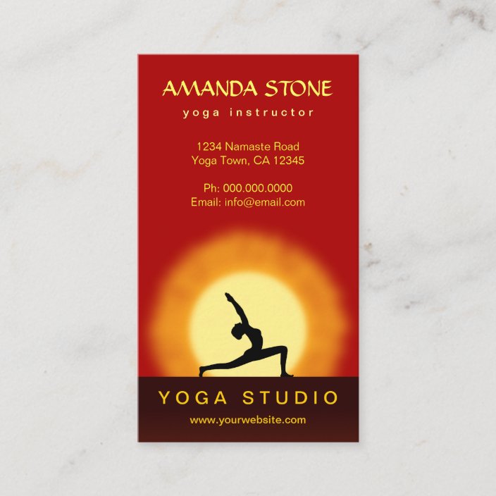 Yoga Teacher Sunrise Pose Vertical Business Cards Zazzle.com Yoga Teacher Sunrise Pose Vertical Business Cards Zazzle.com