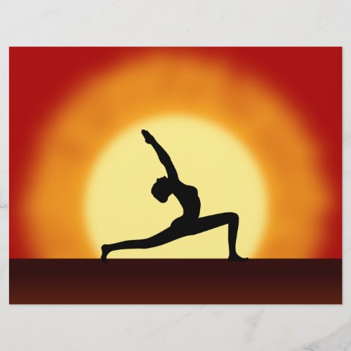 Yoga Teacher Sunrise Posing Woman Silhouette Flyer