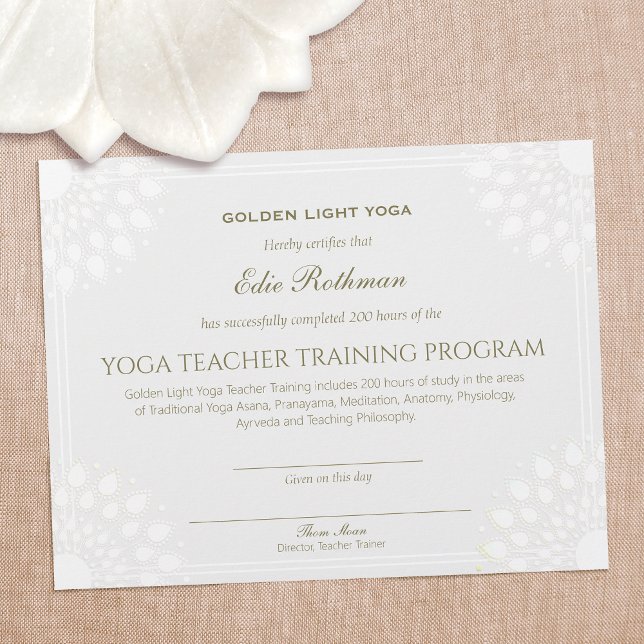  Yoga Teacher Training Certificate of Completion  (Creator Uploaded)