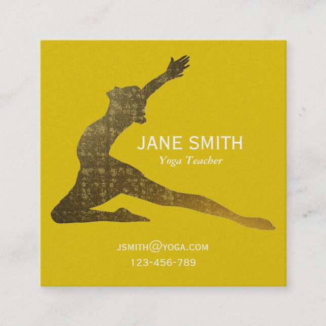Yoga Teacher Yoga Instructor stylish Square Business Card (Front)
