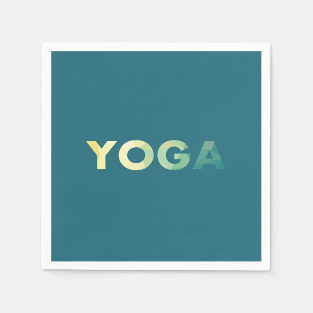 Yoga  Teal Yellow text Napkins (Front)