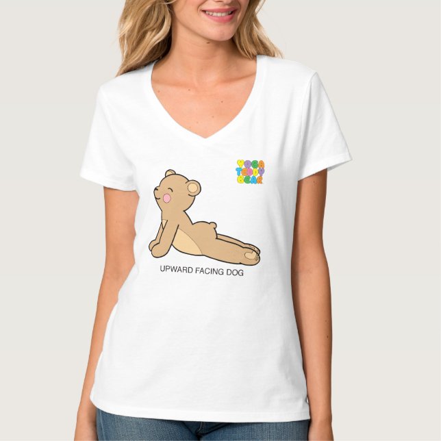 Yoga Teddy Bear Upward Dog / Downward Dog T-Shirt (Front)