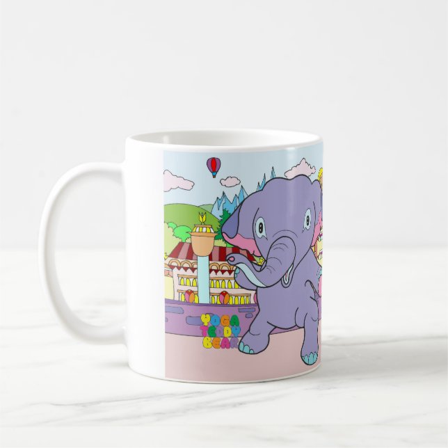 Yoga Teddy Bear & Warrior Elephant Mug (Left)