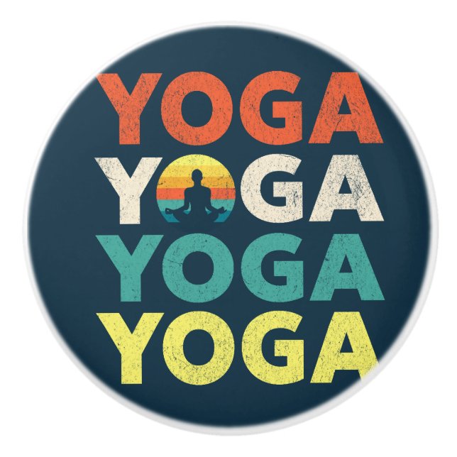 Yoga text design ceramic knob (Front)