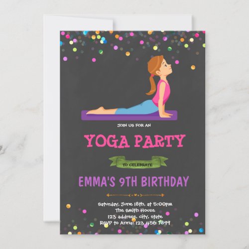 Yoga theme party invitation