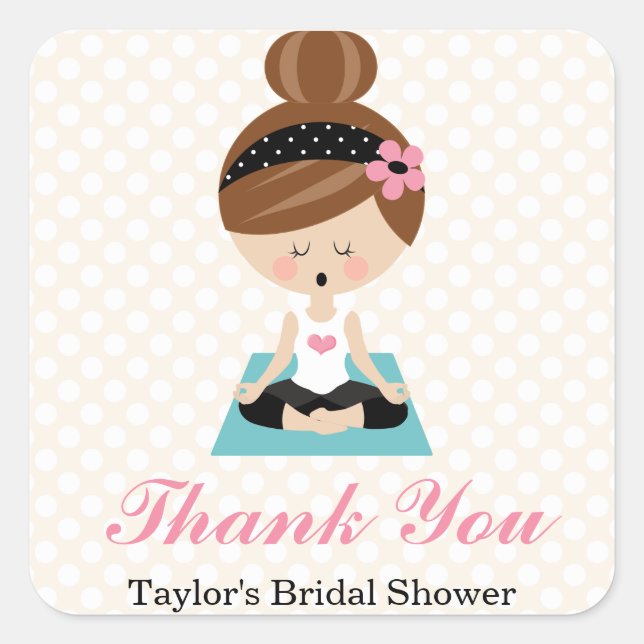 Yoga Themed Bridal Shower Thank You Favor Stickers (Front)