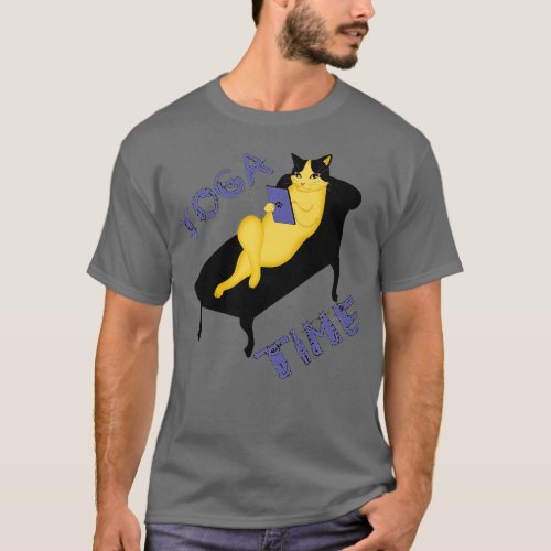 Yoga time yoga time cat with smartphone Premium  T_Shirt