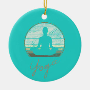 Yoga Training Vintage Design Meditation Or Pilates Ceramic Ornament