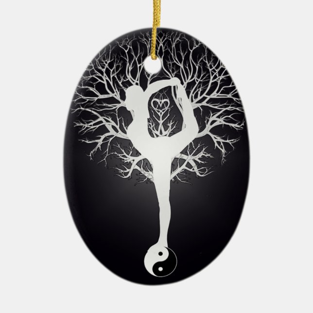 Yoga Tree Ceramic Ornament (Front)