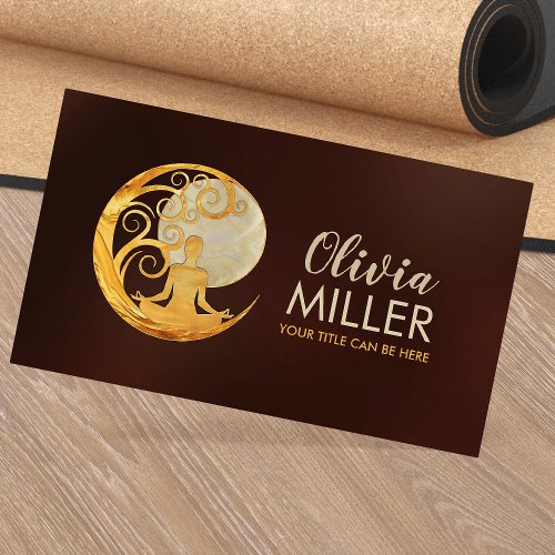 Yoga Tree Moon and Sun _ Pearl and Gold  Business Card