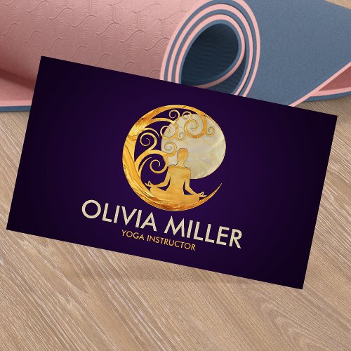 Yoga Tree Moon _ Pearl and Gold Business Card