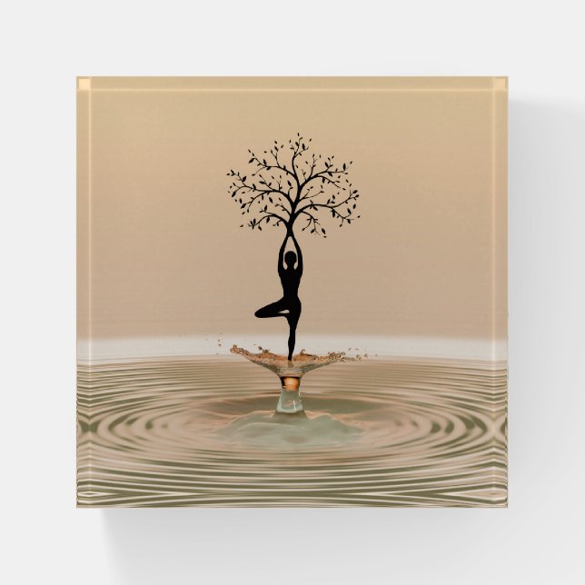 Yoga Tree of Life Zen Meditation Home Office Desk Paperweight (Front)