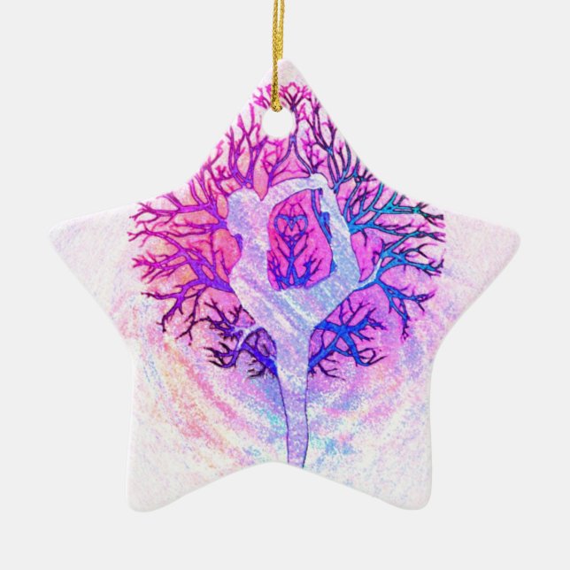 Yoga Tree Pastel Rainbow Ceramic Ornament (Front)