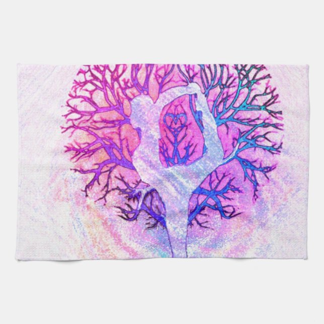 Yoga Tree Pastel Rainbow Kitchen Towel (Horizontal)