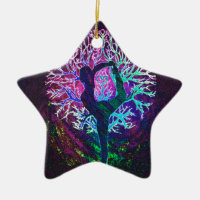 Yoga Tree Peace Rainbow Ceramic Ornament