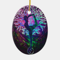 Yoga Tree Peace Rainbow Ceramic Ornament