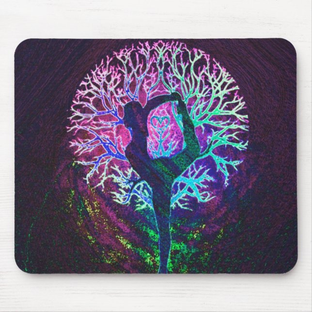 Yoga Tree Peace Rainbow Mouse Pad (Front)