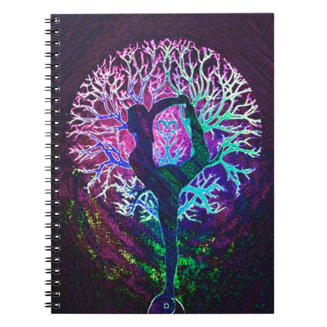 Yoga Tree Peace Rainbow Notebook (Front)