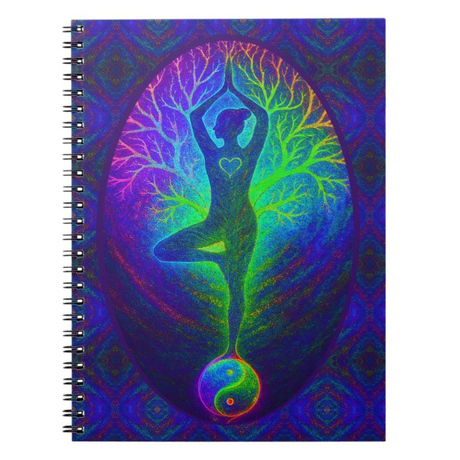 Yoga Tree Peace Rainbow Notebook (Front)